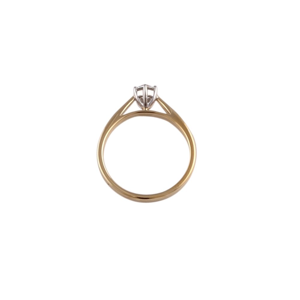 Yellow and White Gold 0.30ct Round Diamond Solitaire Ring