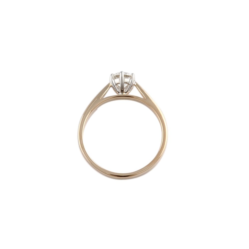 Yellow and White Gold 0.50ct Round Diamond Solitaire Ring
