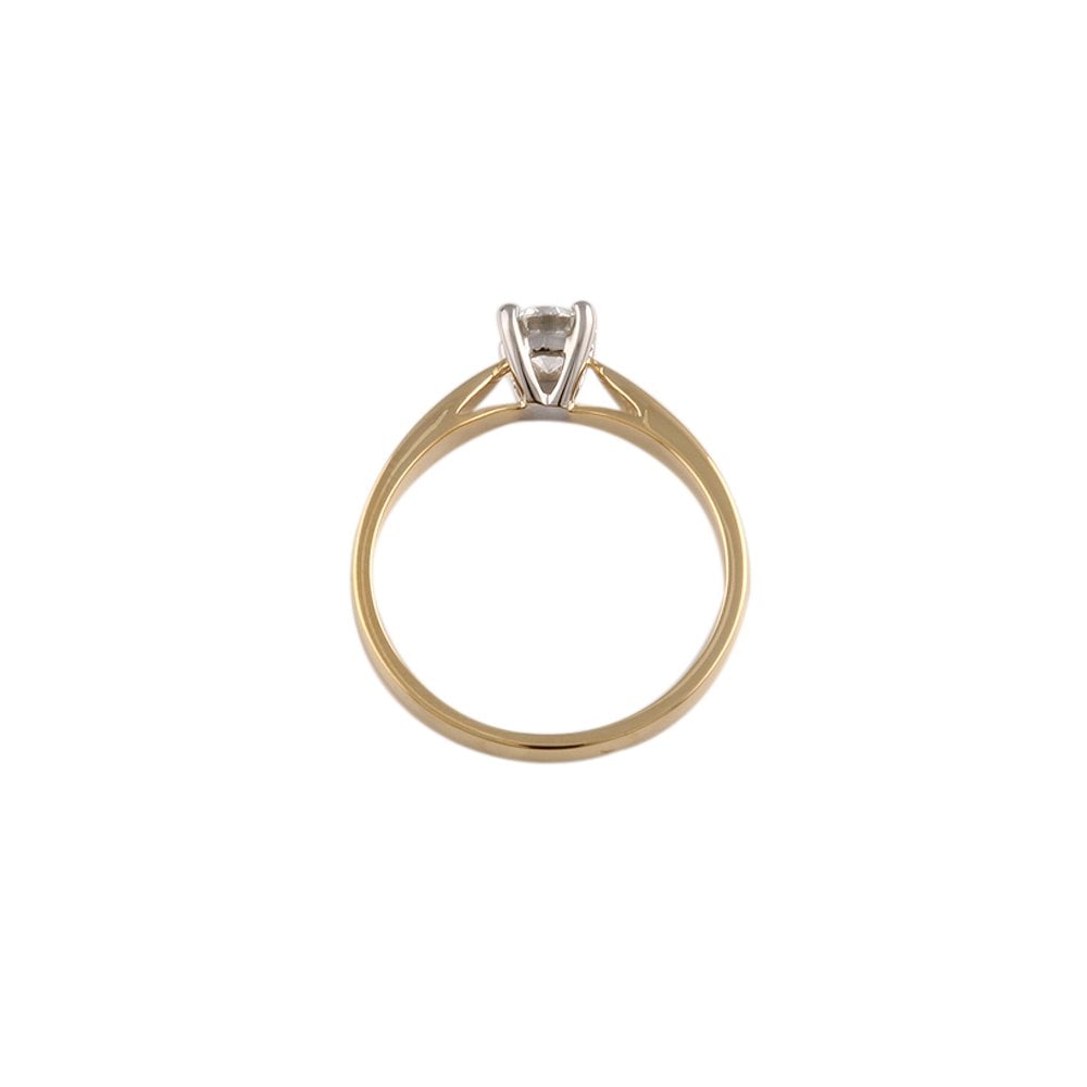 Yellow and White Gold 0.50ct Round Diamond Solitaire Ring