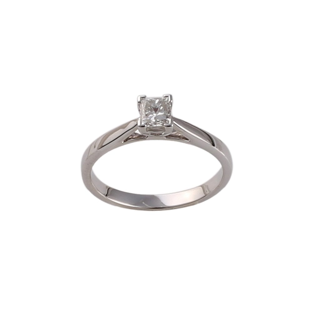 White Gold 0.40ct Princess Cut Diamond Solitaire Ring