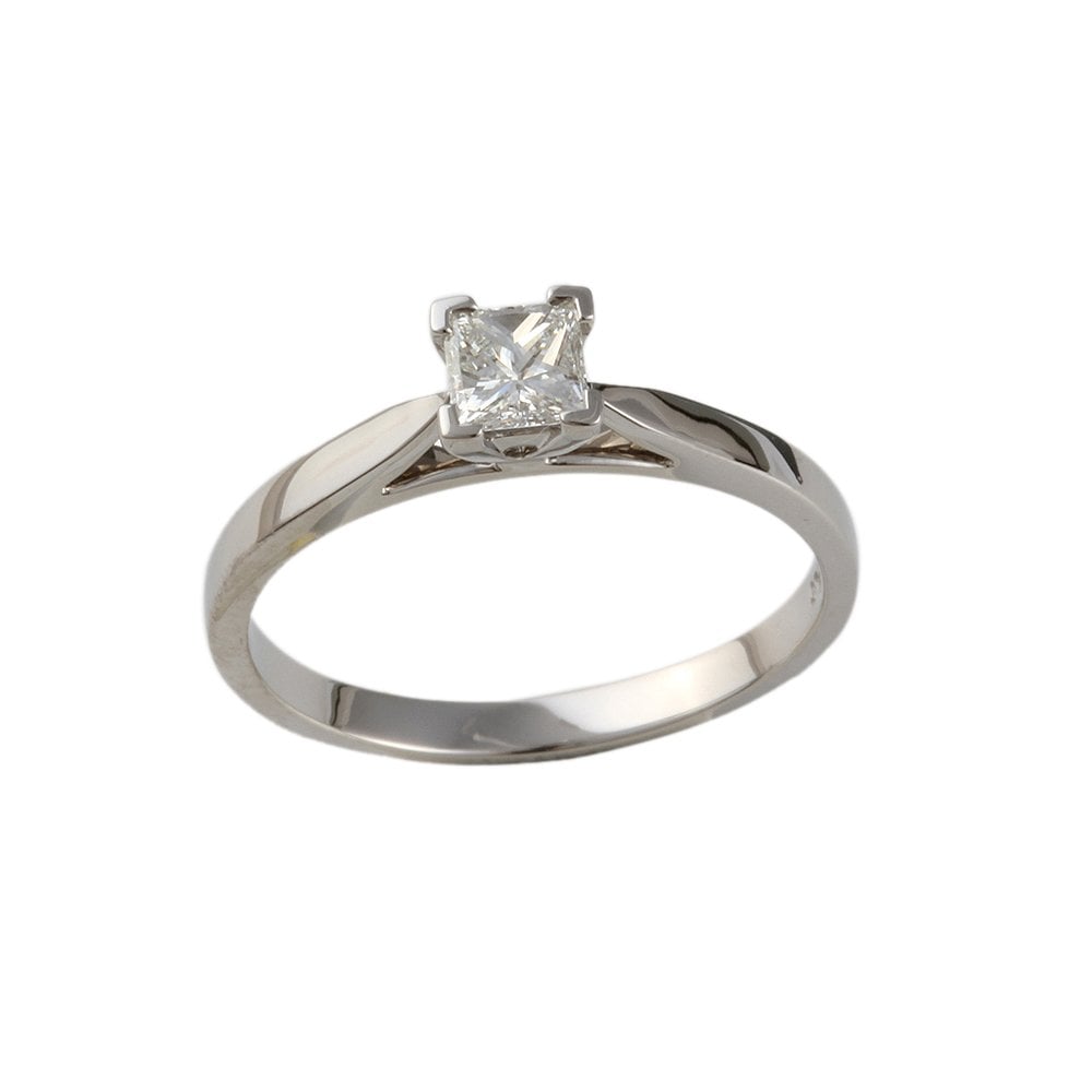 White Gold 0.45ct Princess Cut Diamond Solitaire Ring