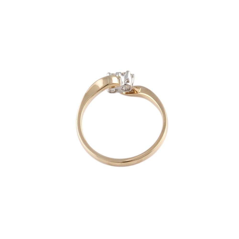 Yellow and White Gold 0.25ct Round Diamond Two Stone Twisted Ring