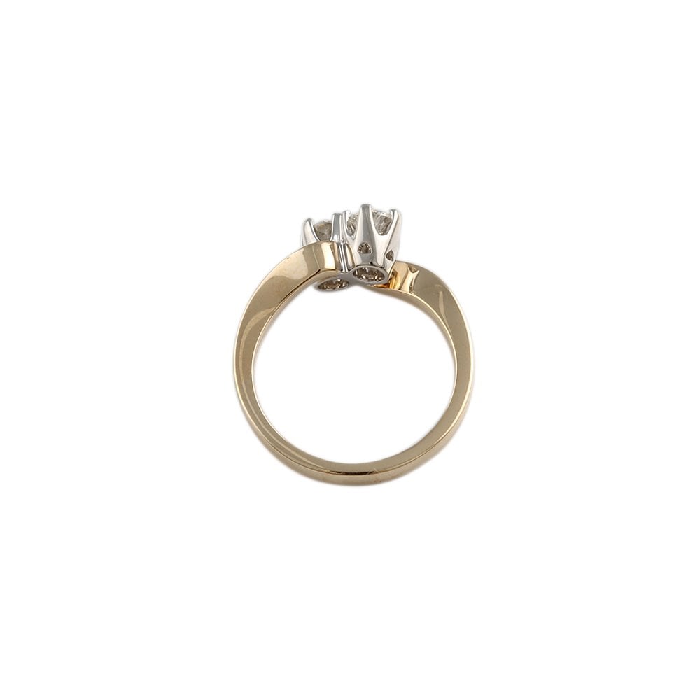Yellow and White Gold 0.48ct Round Diamond Two Stone Twisted Ring