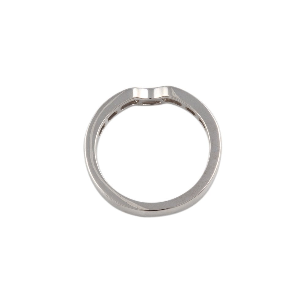 White Gold 0.18ct Round Diamond Studded Shaped Band