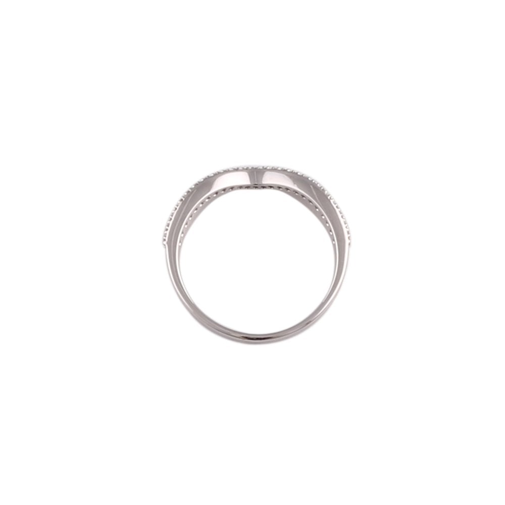 White Gold 0.08ct Round Diamond Studded Shaped Band