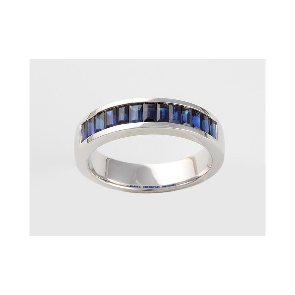 9ct White Gold Channel Set Sapphire Half Eternity Ring 1.22ct