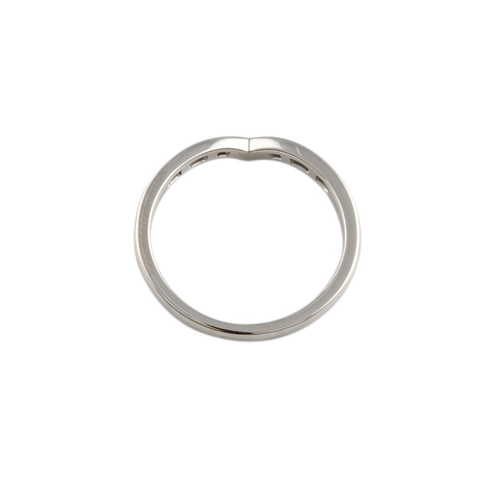 White Gold 0.10ct Round Diamond Studded Shaped Band
