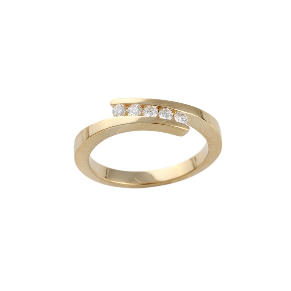 Yellow Gold 0.15ct Round Diamond Five Stone Half Eternity Ring