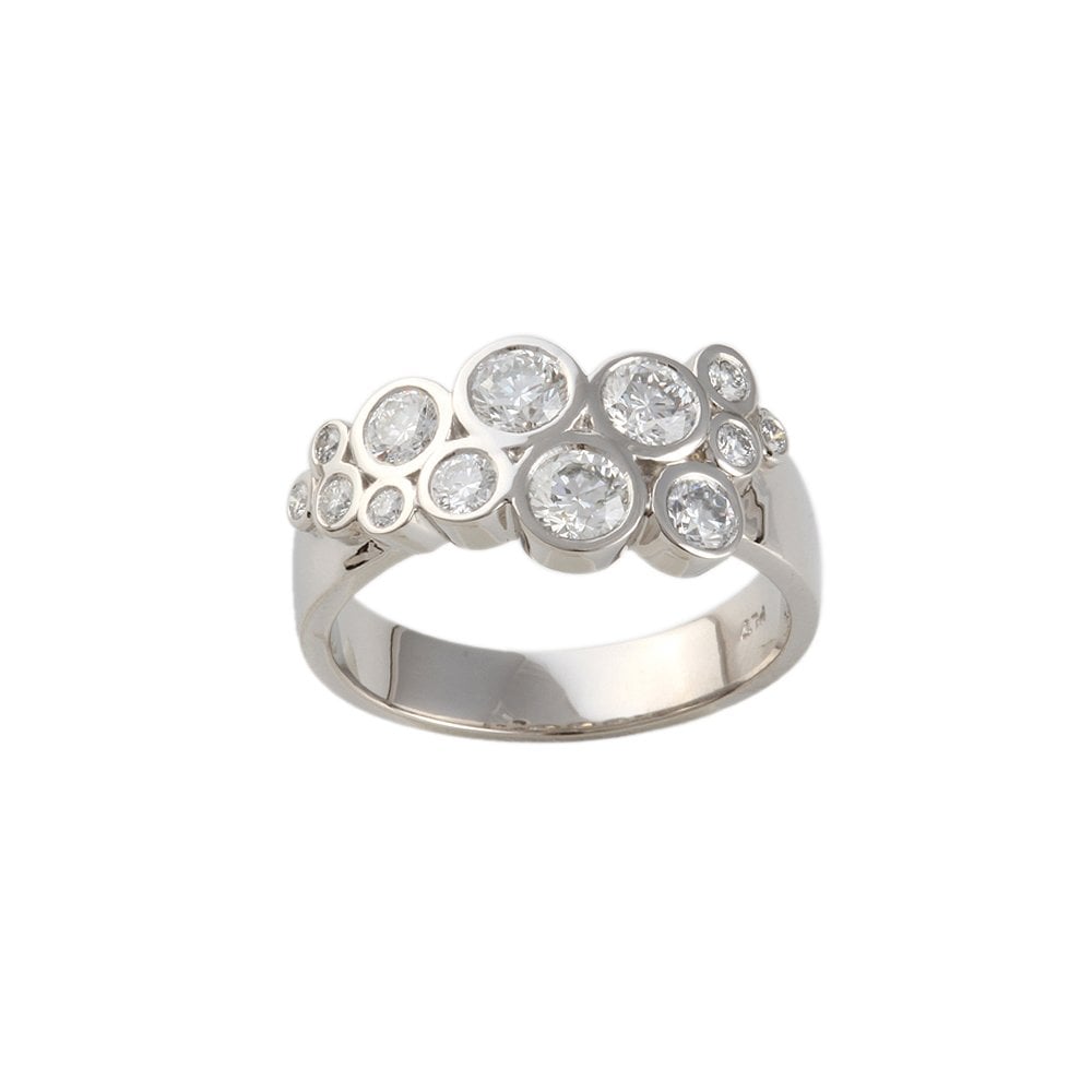White Gold Round Diamond Set Bubble Ring  1.20ct