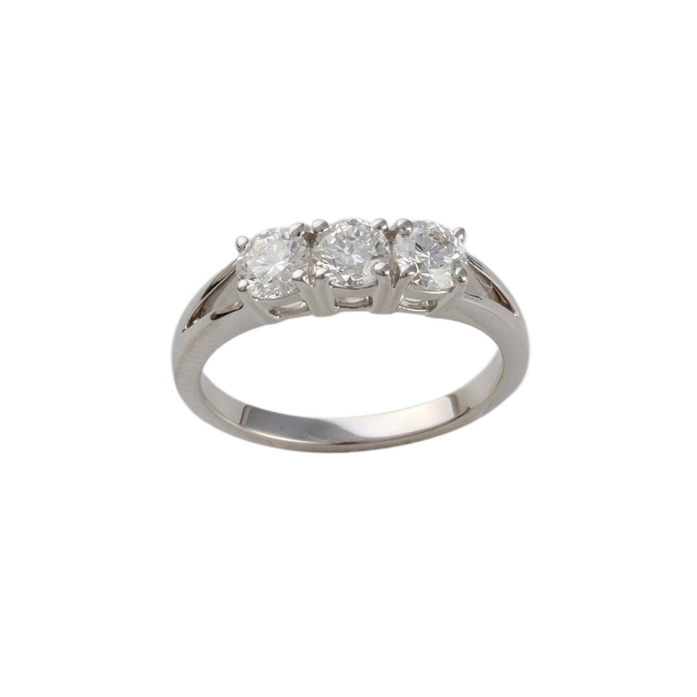 White Gold 0.75ct Round Diamond Three Stone Ring