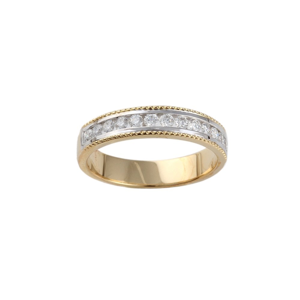 Yellow and White Gold 0.50ct Round Diamond Half Eternity Ring