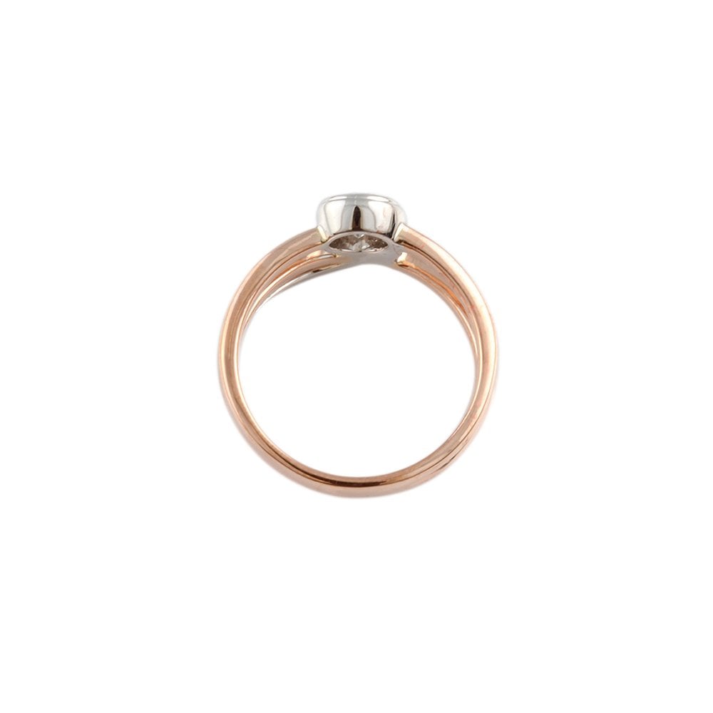 Rose and White Gold Round Diamond Solitaire Ring