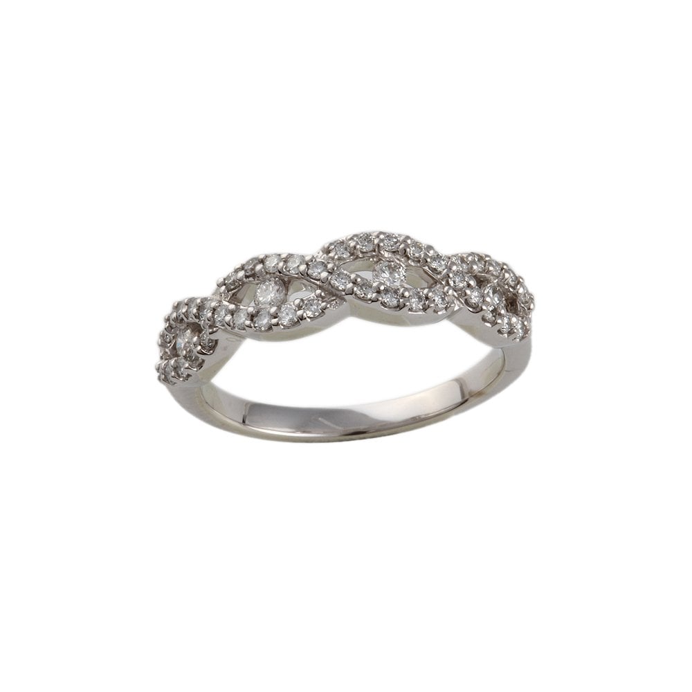 White Gold 0.37ct Round Diamond Twisted Half Eternity Ring