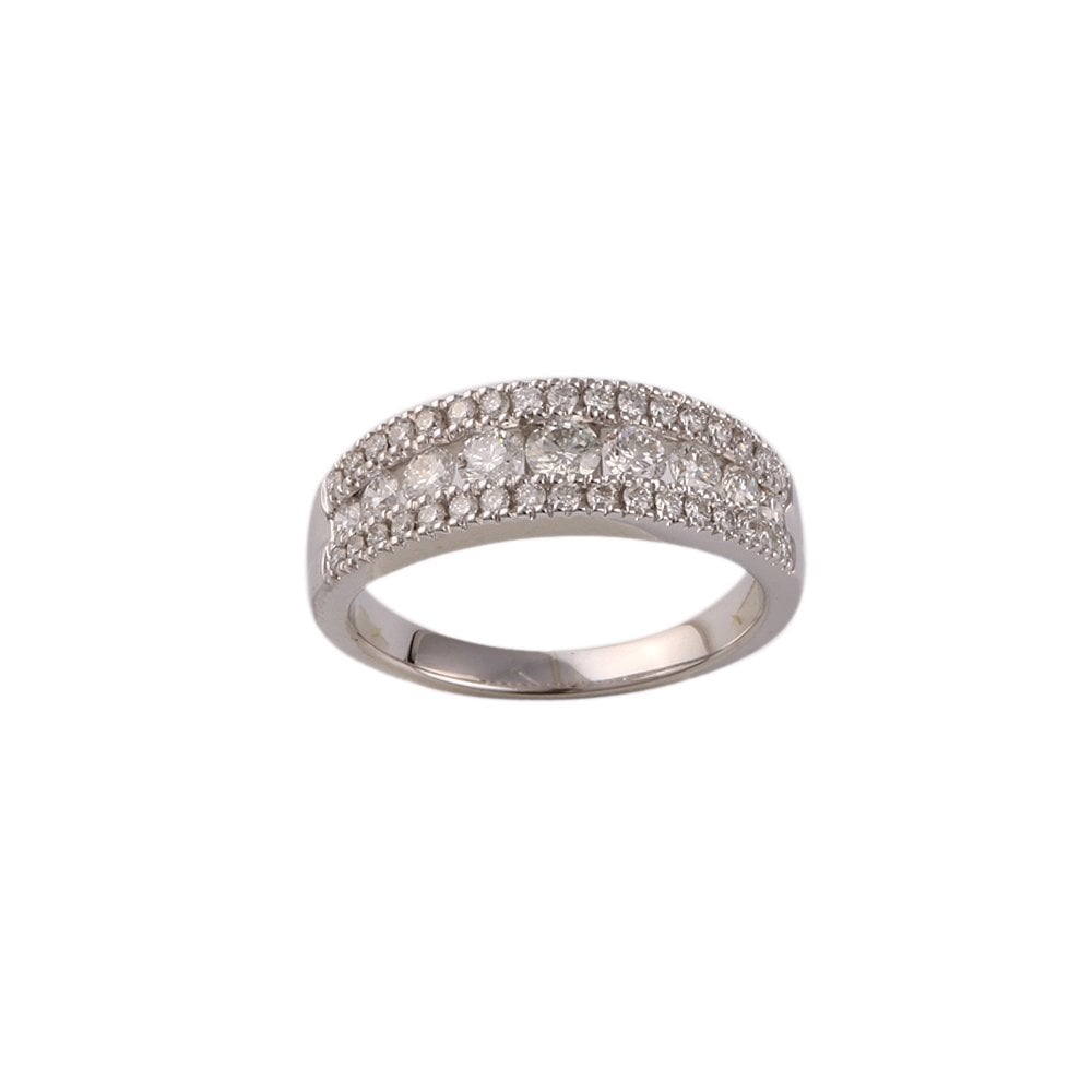 White Gold 0.79ct Round Diamond Three Row Half Eternity Ring