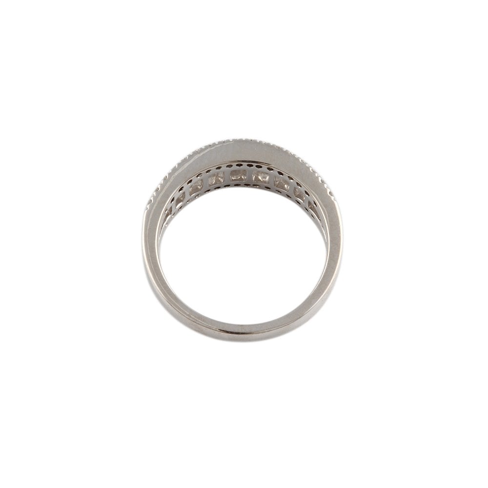 White Gold 0.85ct Round Diamond Three Row Half Eternity Ring
