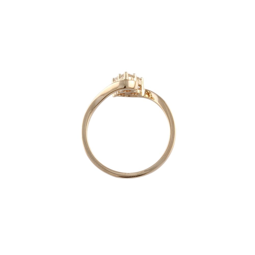 Yellow Gold 0.30ct Round Diamond Three Stone Trefoil Style Ring