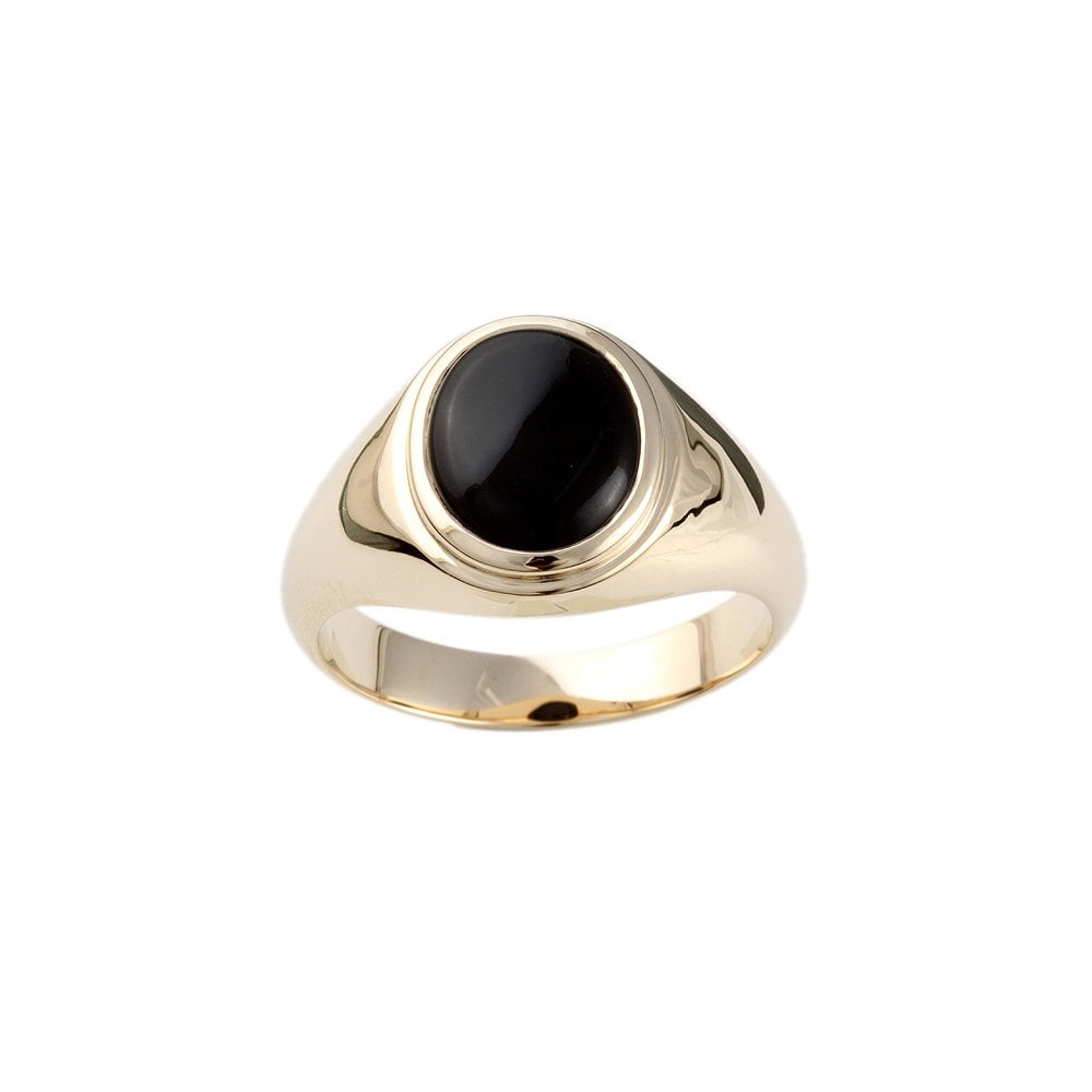 Yellow Gold 3.00ct Oval Onyx Set Ring