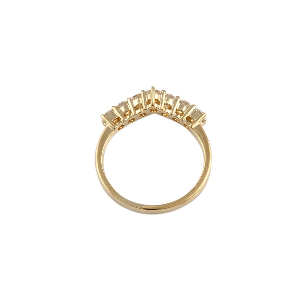 Yellow Gold 0.55ct Round Diamond Seven Stone Wishbone Ring