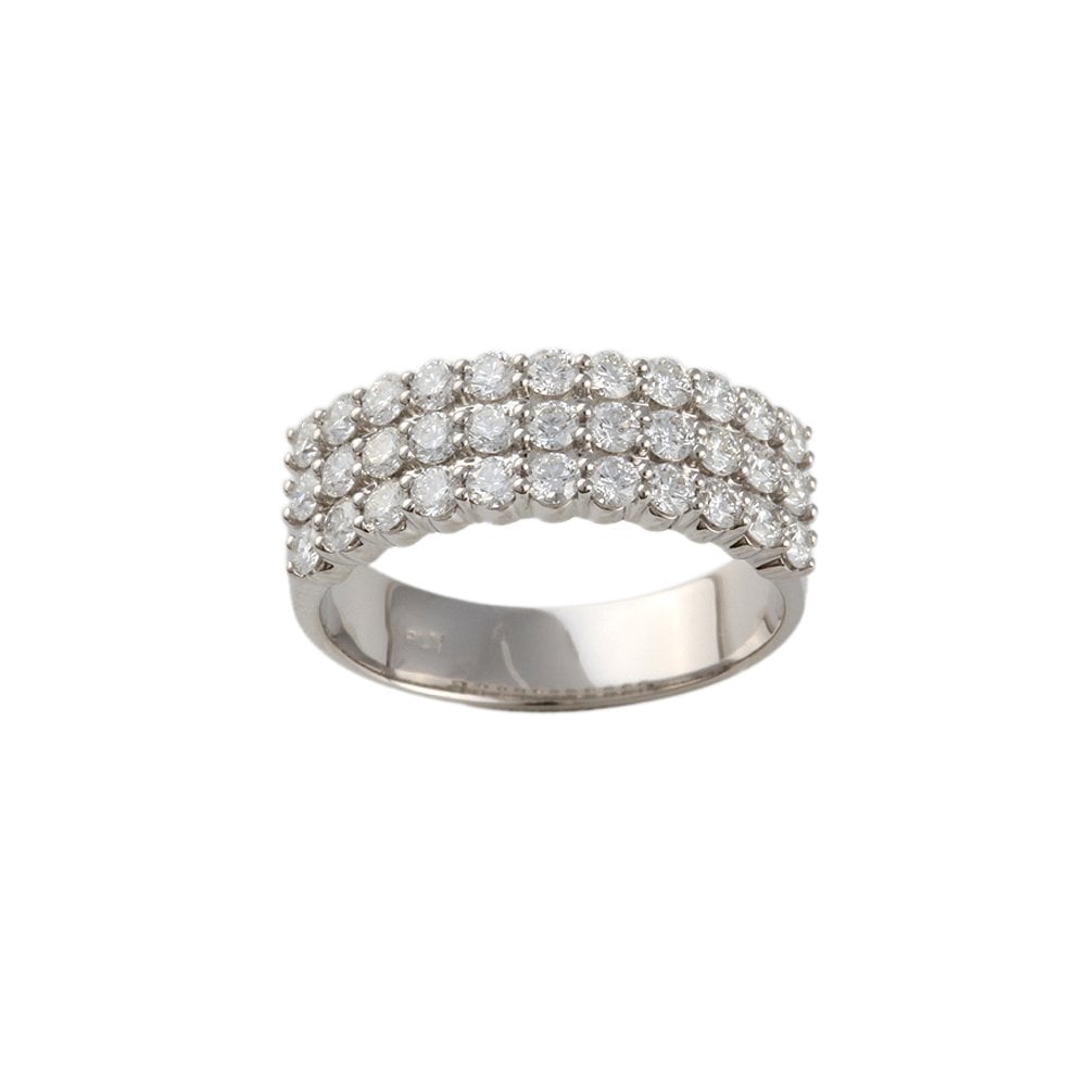 White Gold 1.05ct Round Diamond Three Row Half Eternity Ring