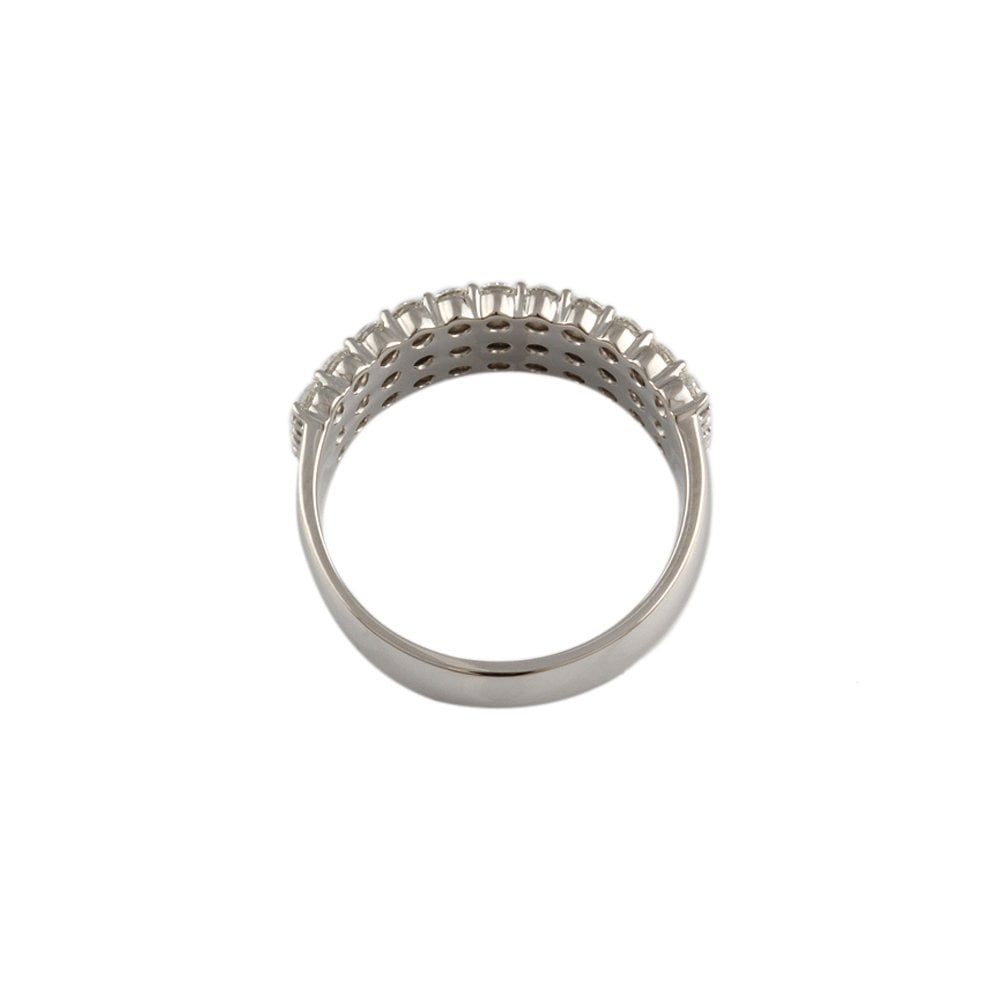 White Gold 1.05ct Round Diamond Three Row Half Eternity Ring