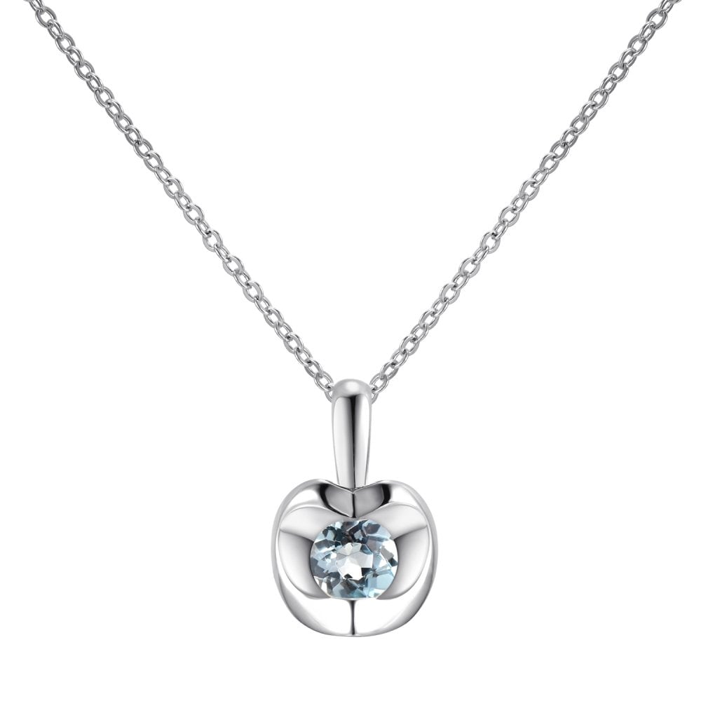 SPARKLD 9ct White Gold Blue Topaz Heart Pendant Necklace