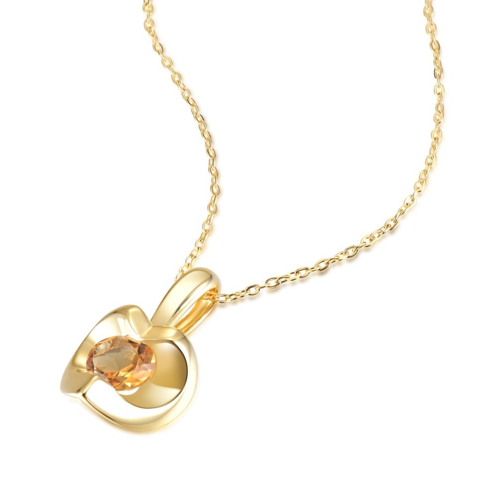 SPARKLD 9ct Yellow Gold Citrine Heart Pendant Necklace