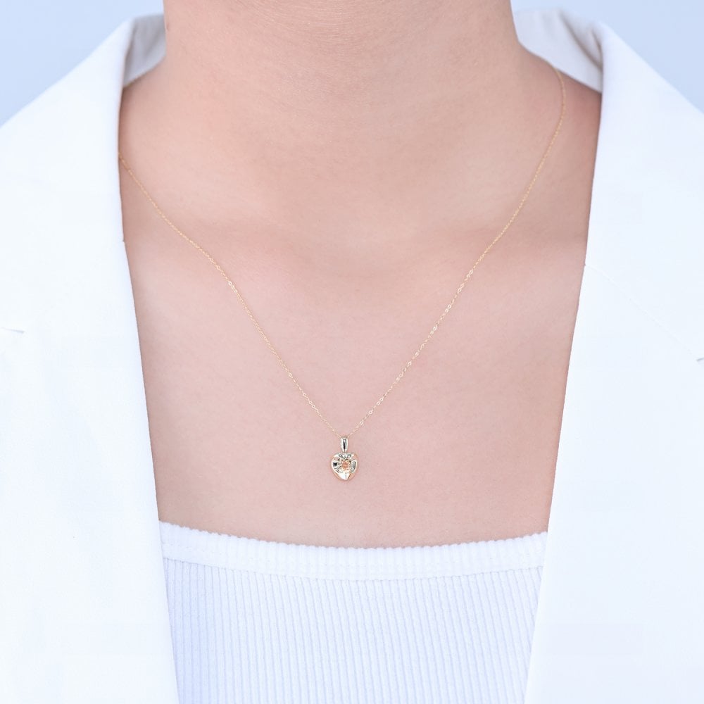 SPARKLD 9ct Yellow Gold Citrine Heart Pendant Necklace