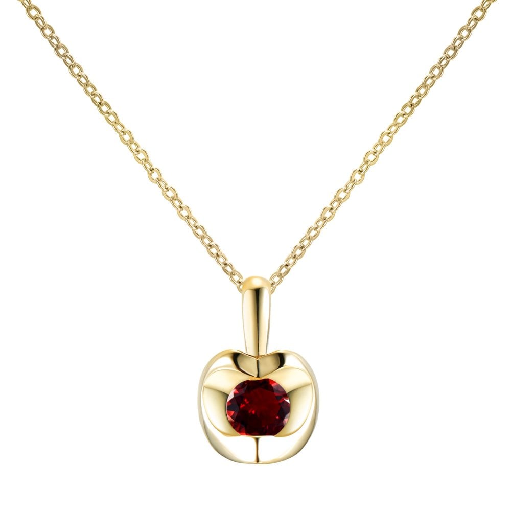 SPARKLD 9ct Yellow Gold Garnet Heart Pendant Necklace