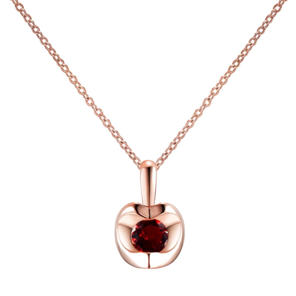 SPARKLD 9ct Rose Gold Garnet Heart Pendant Necklace