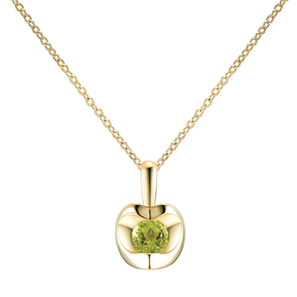 SPARKLD 9ct Yellow Gold Peridot Heart Pendant Necklace