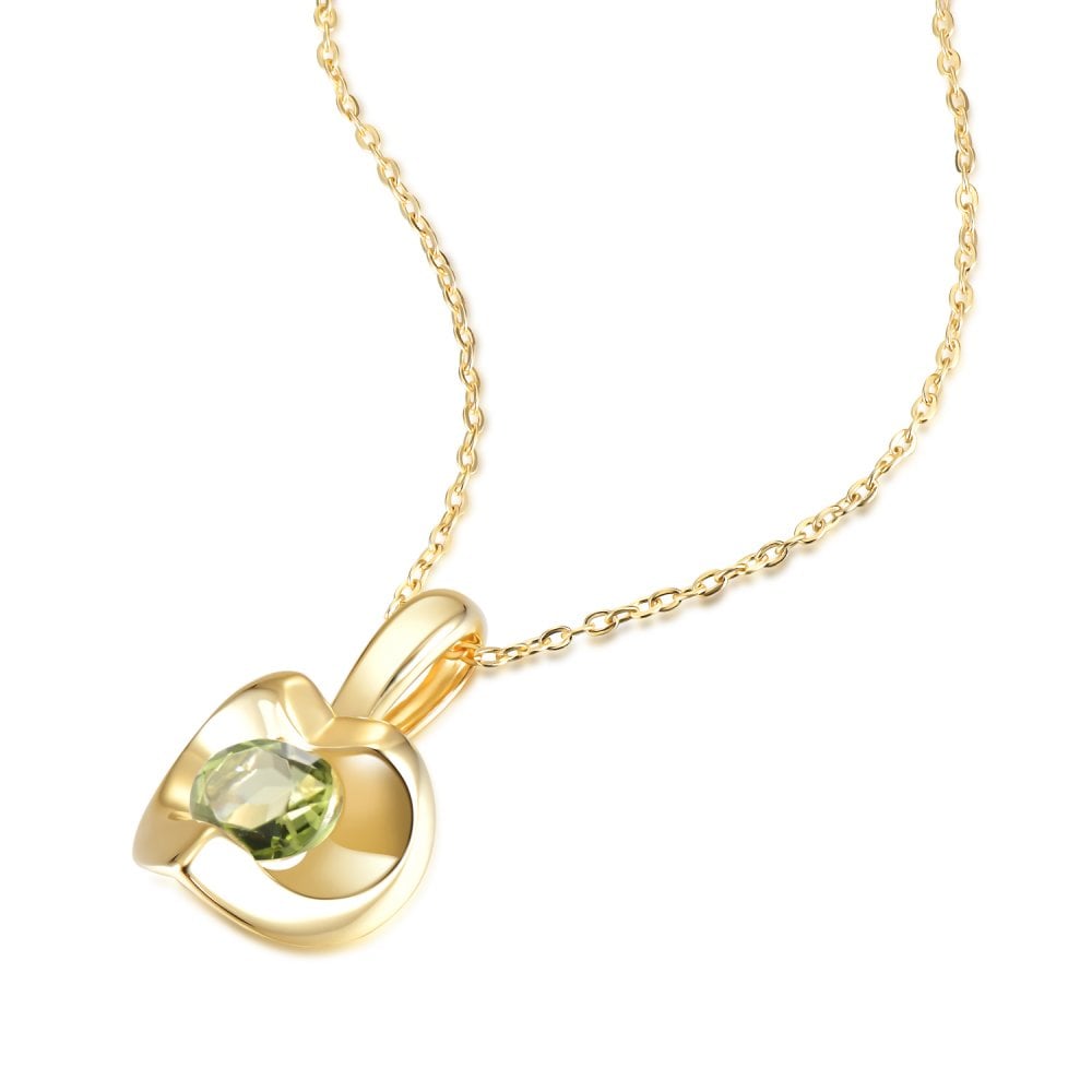 SPARKLD 9ct Yellow Gold Peridot Heart Pendant Necklace