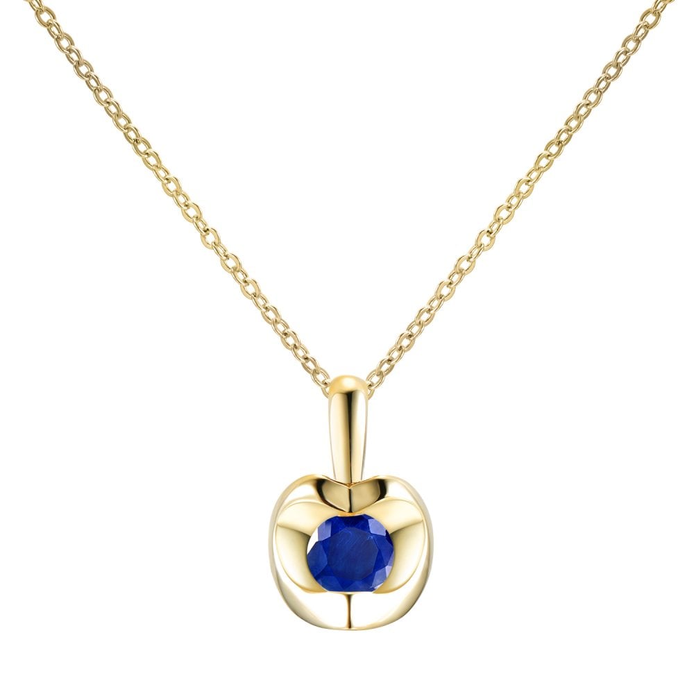SPARKLD 9ct Yellow Gold Sapphire Heart Pendant Necklace