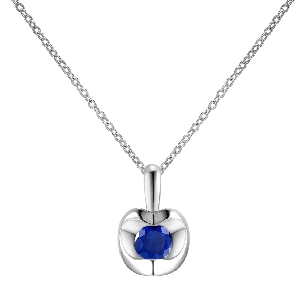 SPARKLD 9ct White Gold Sapphire Heart Pendant Necklace