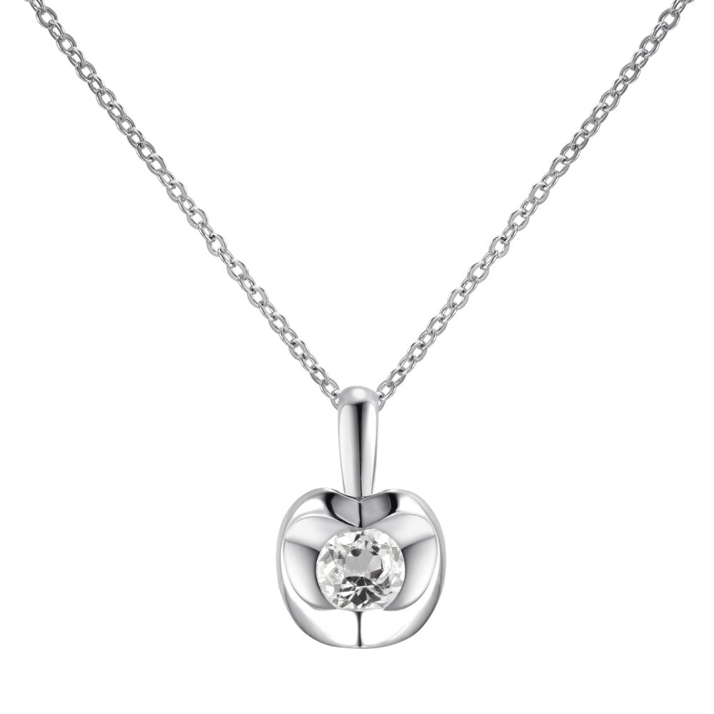 SPARKLD 9ct White Gold White Topaz Heart Pendant Necklace