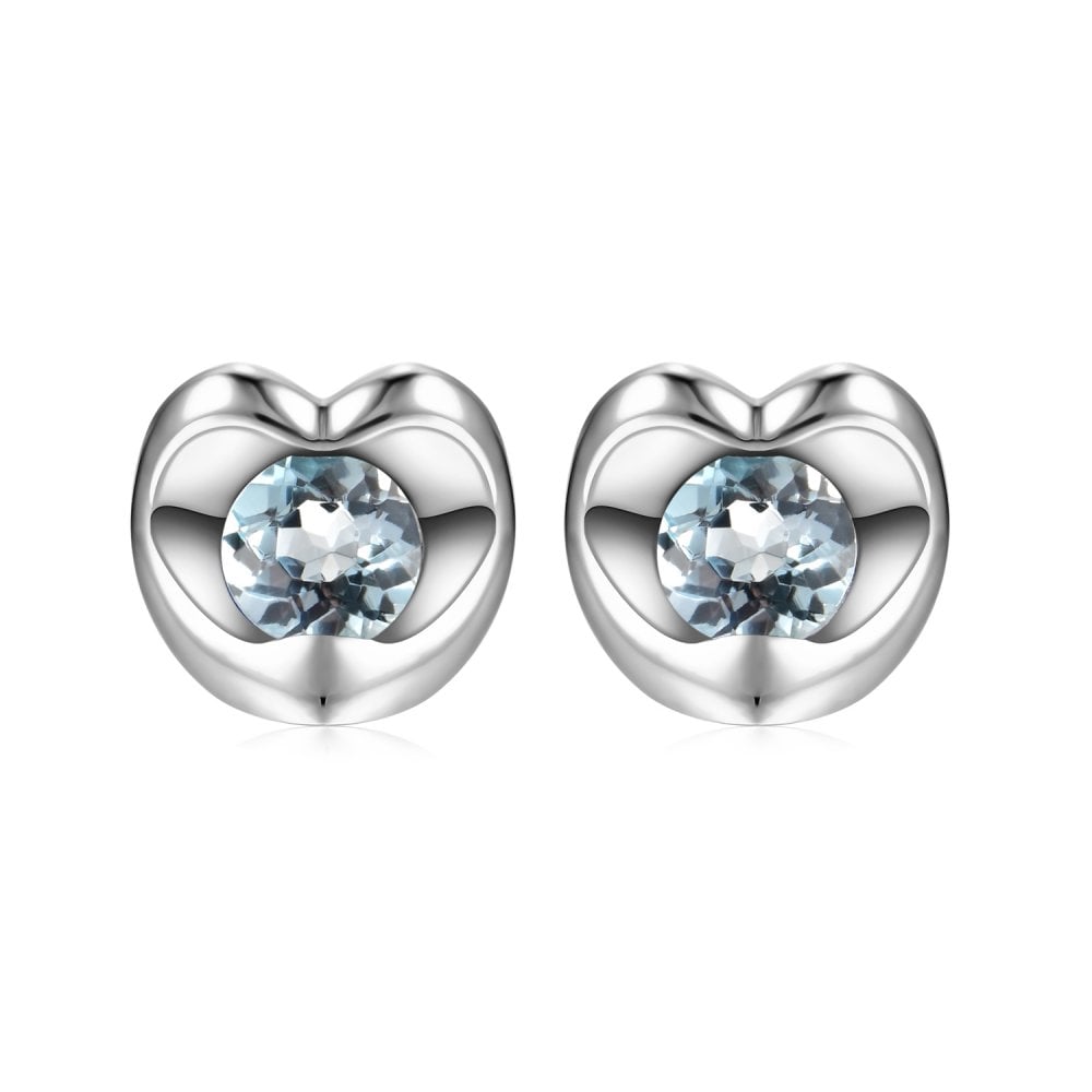 SPARKLD 9ct White Gold Blue Topaz Heart Stud Earrings