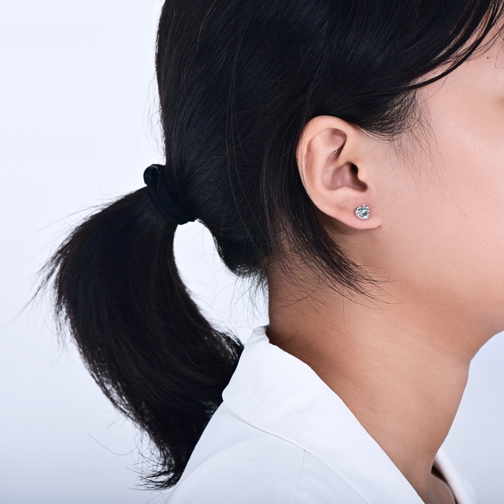 SPARKLD 9ct White Gold Blue Topaz Heart Stud Earrings