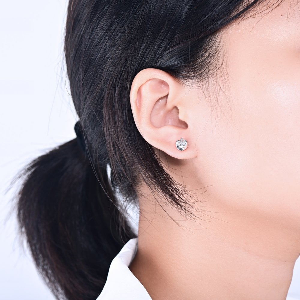 SPARKLD 9ct White Gold White Topaz Heart Stud Earrings