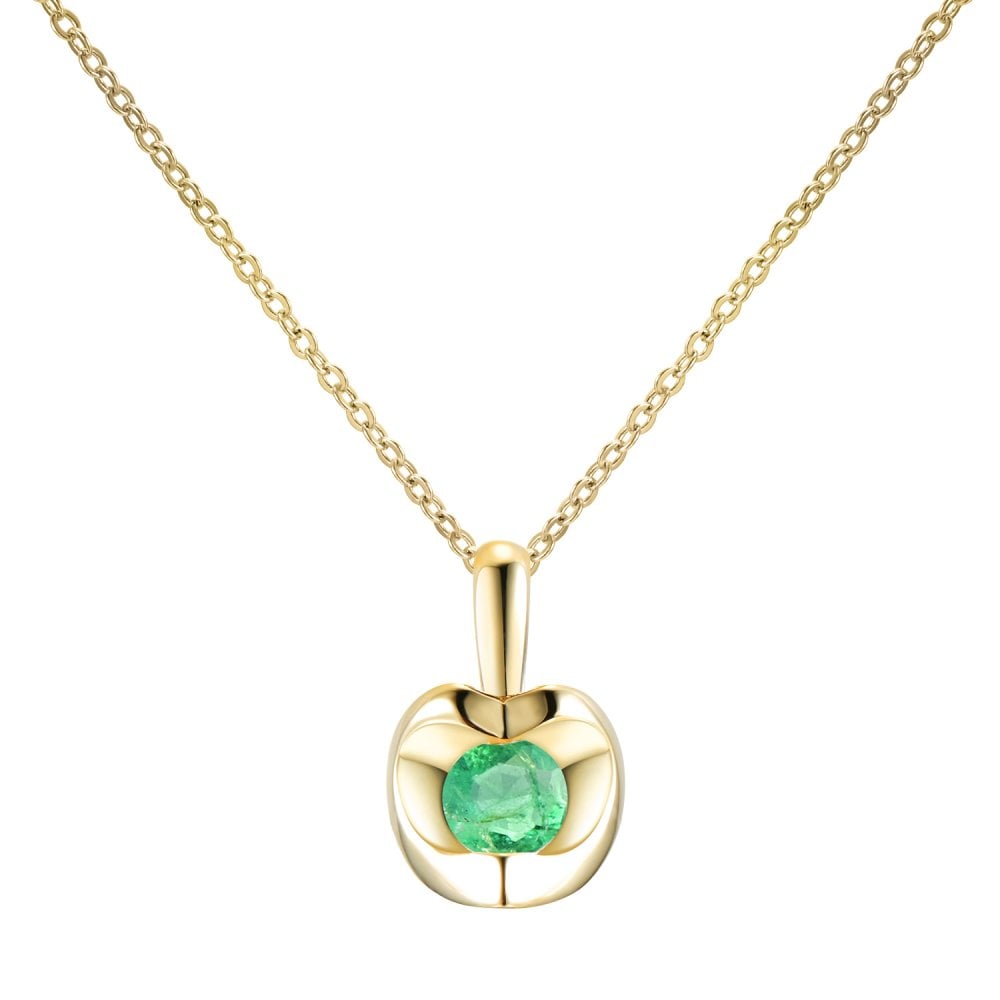 SPARKLD 9ct Yellow Gold Emerald Heart Pendant Necklace