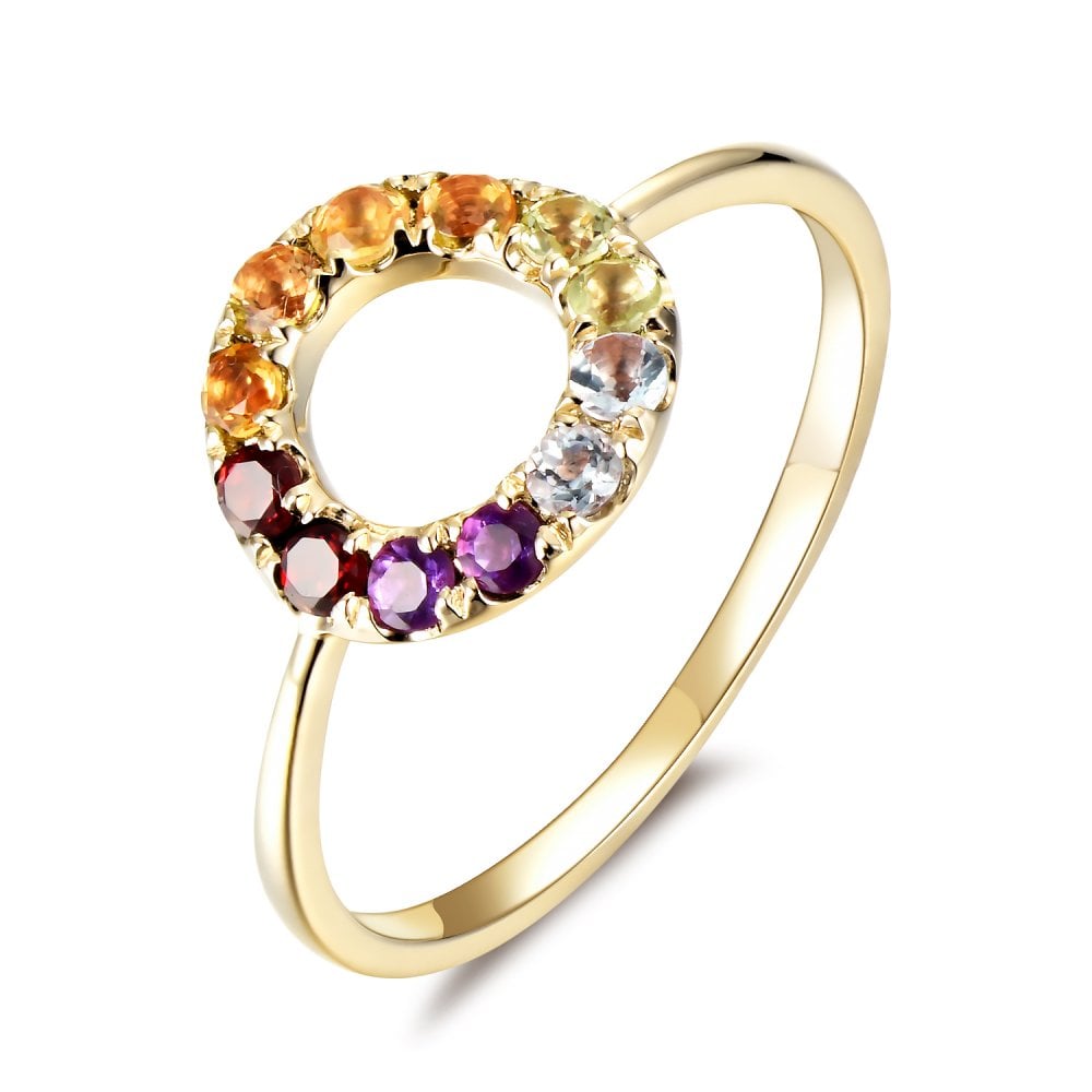 SPARKLD 9ct Yellow Gold Multi Gem Dress Ring
