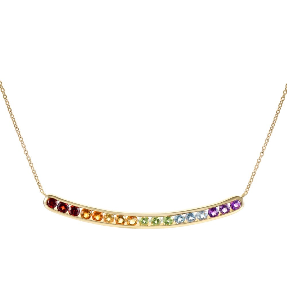 SPARKLD 9ct Yellow Gold Multi Gem Necklace