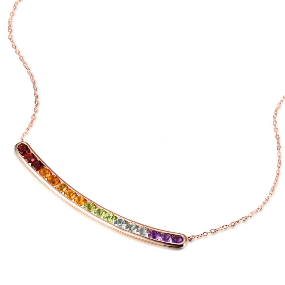 SPARKLD 9ct Yellow Gold Multi Gem Necklace
