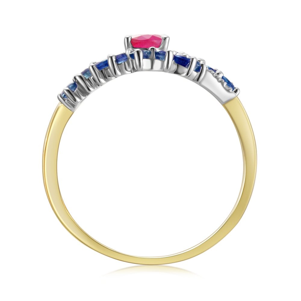 SPARKLD 9ct Yellow Gold Diamond and Multi Gem Cluster Ring