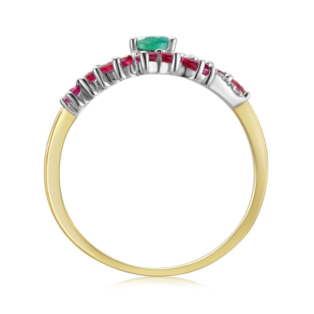 SPARKLD 9ct Yellow Gold Diamond and Multi Gem Cluster Ring