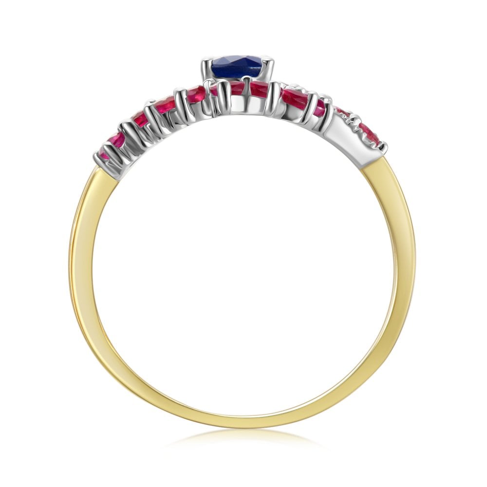 SPARKLD 9ct Yellow Gold Diamond and Multi Gem Cluster Ring