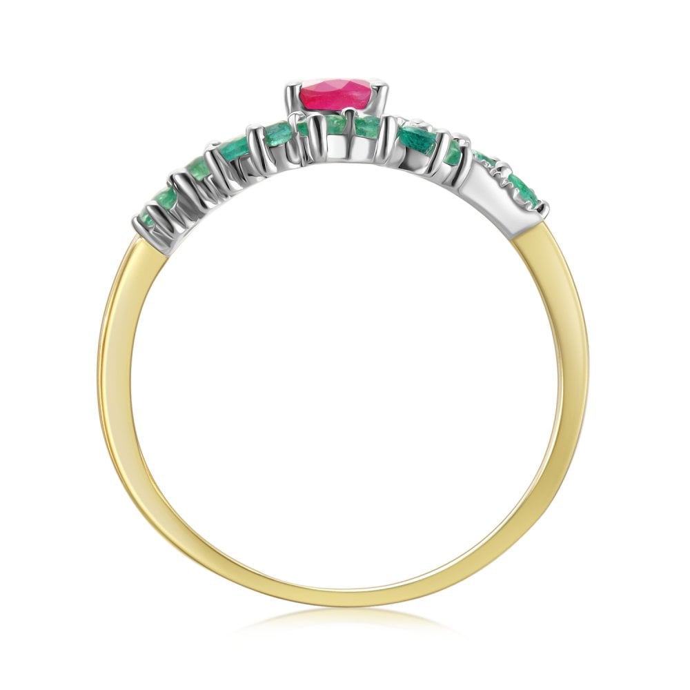 SPARKLD 9ct Yellow Gold Diamond and Multi Gem Cluster Ring