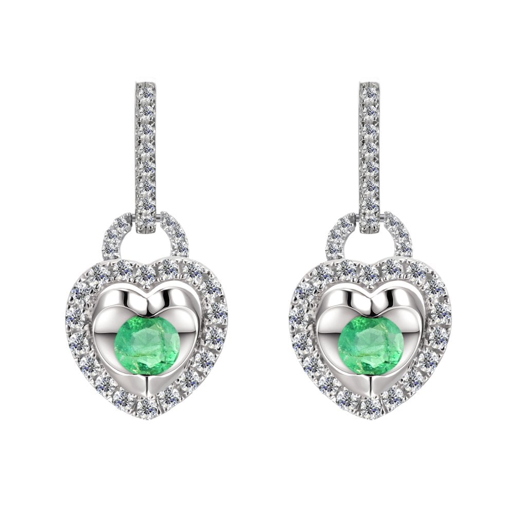 SPARKLD 9ct Yellow Gold Diamond and Ruby Heart Drop Earrings