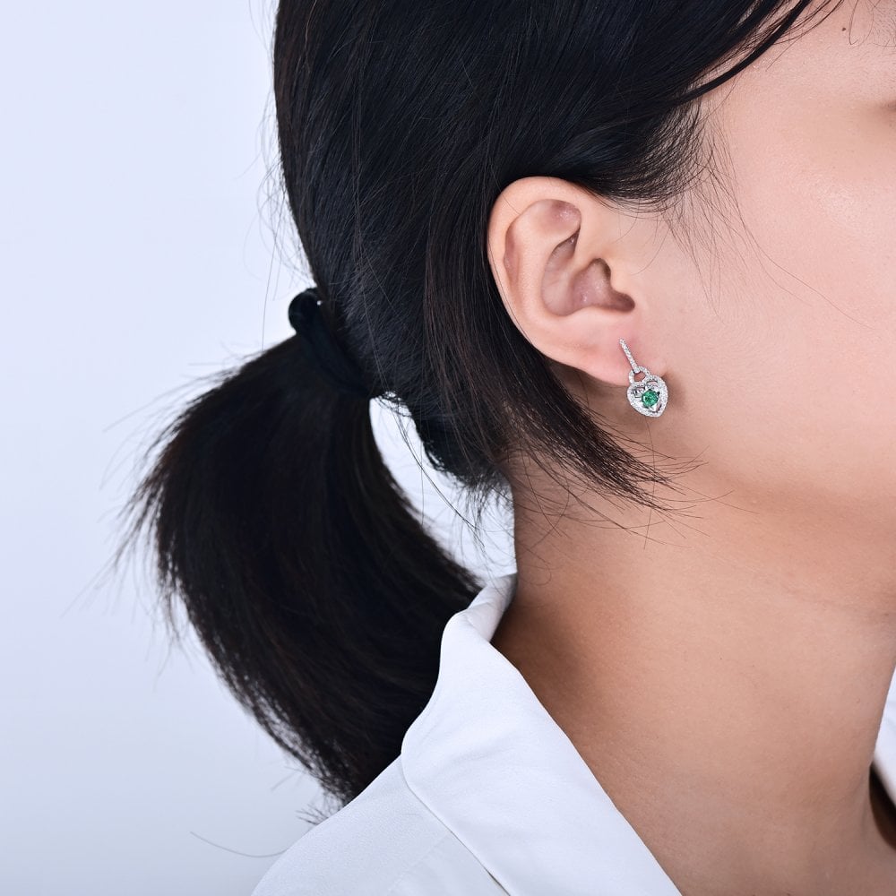 SPARKLD 9ct Yellow Gold Diamond and Ruby Heart Drop Earrings