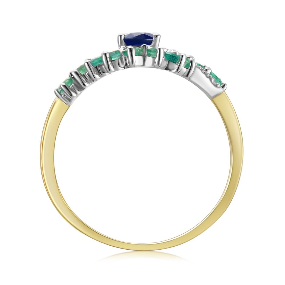 SPARKLD 9ct Yellow Gold Diamond and Multi Gem Cluster Ring