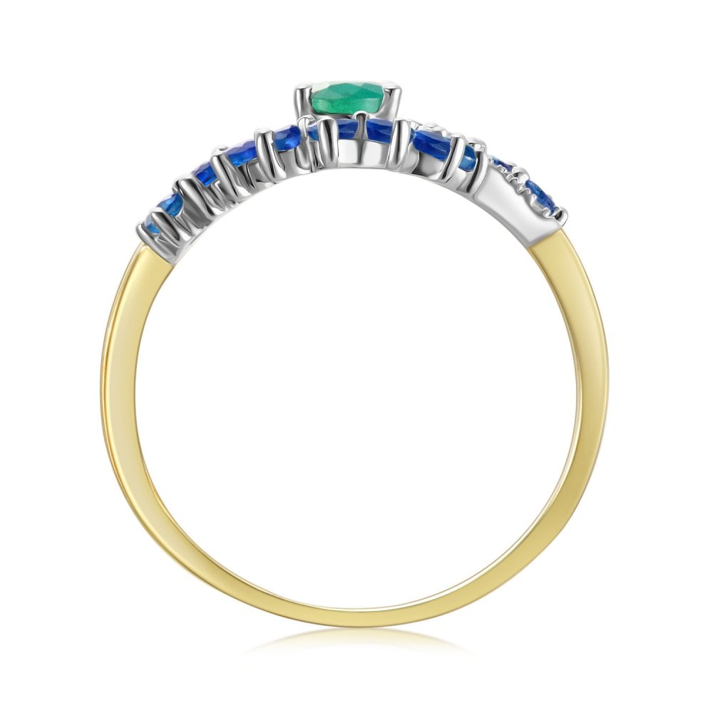 SPARKLD 9ct Yellow Gold Diamond and Multi Gem Cluster Ring