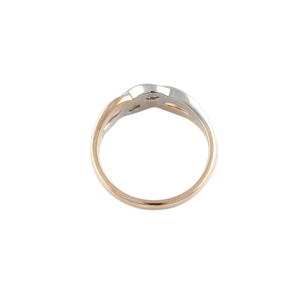 Yellow and White Gold Swirl Crossover Ring